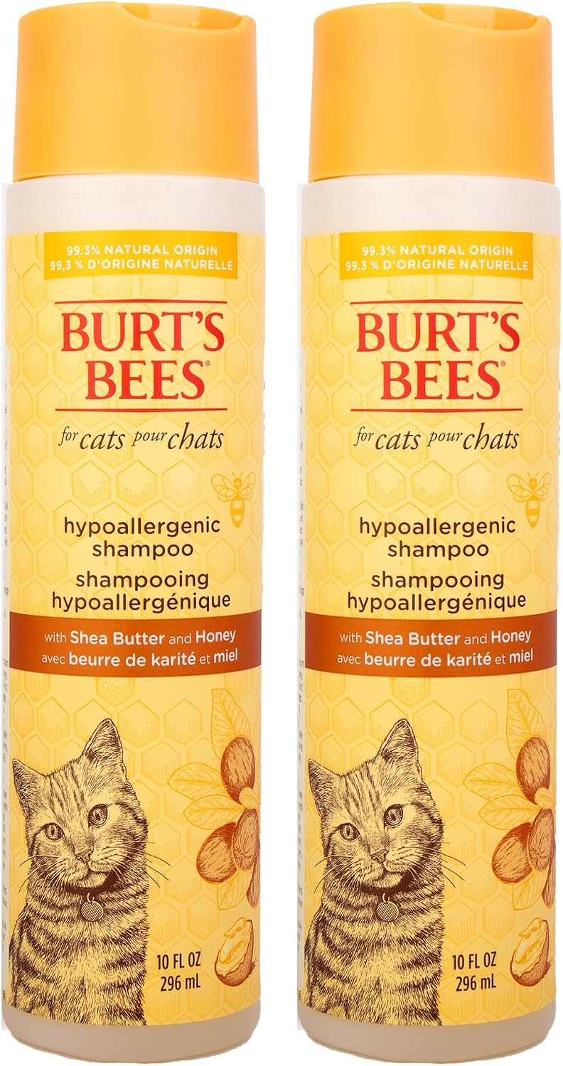 BURT'S BEES FOR PETS Hypoallergenic Cat Shampoo, Unscented, 10 Fl Oz, 2-Pk