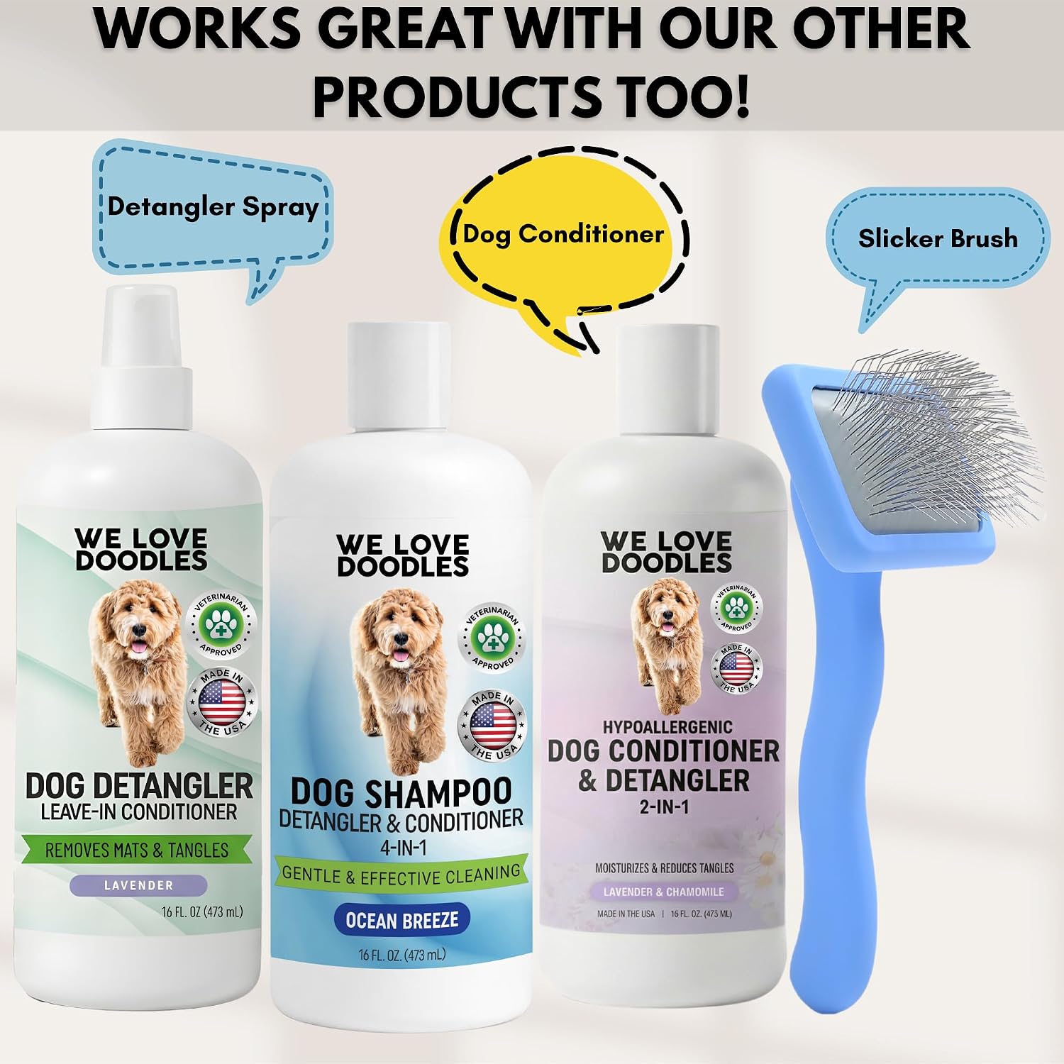Dog Shampoo, Conditioner & Detangler, Gentle Tearless, Ocean Breeze, 16OZ - Image 8
